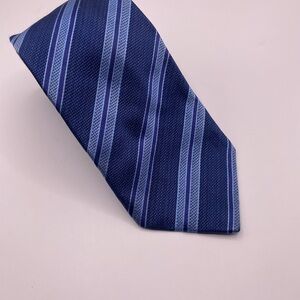 David Donahue Navy and Light Blue Striped Tie